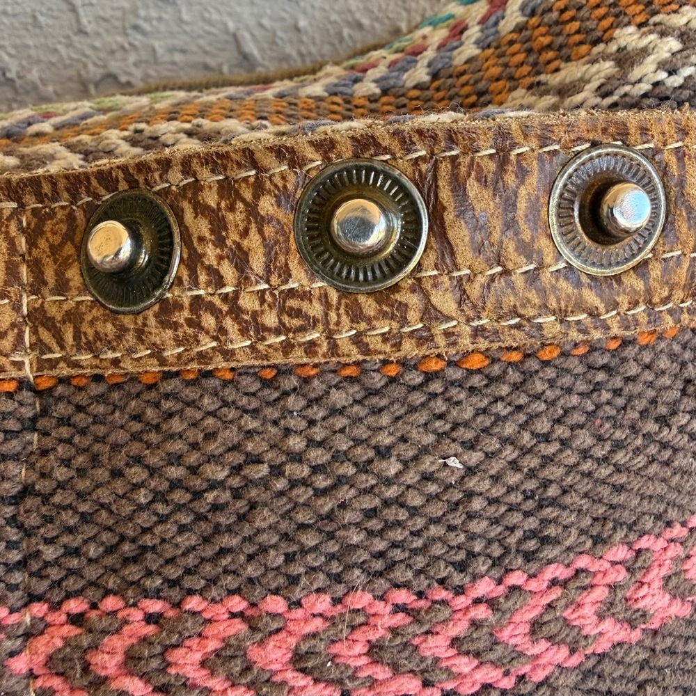 Myra Bags Cowhide Crossbody Bag Western Boho Aztec Tapestry Stripe Purse - Picture 5 of 11